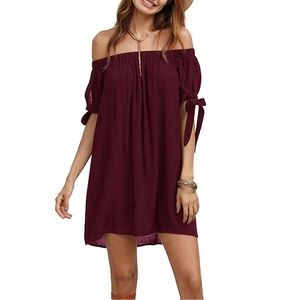 Women's Off The Shoulder Tie Cuff Shift Dress